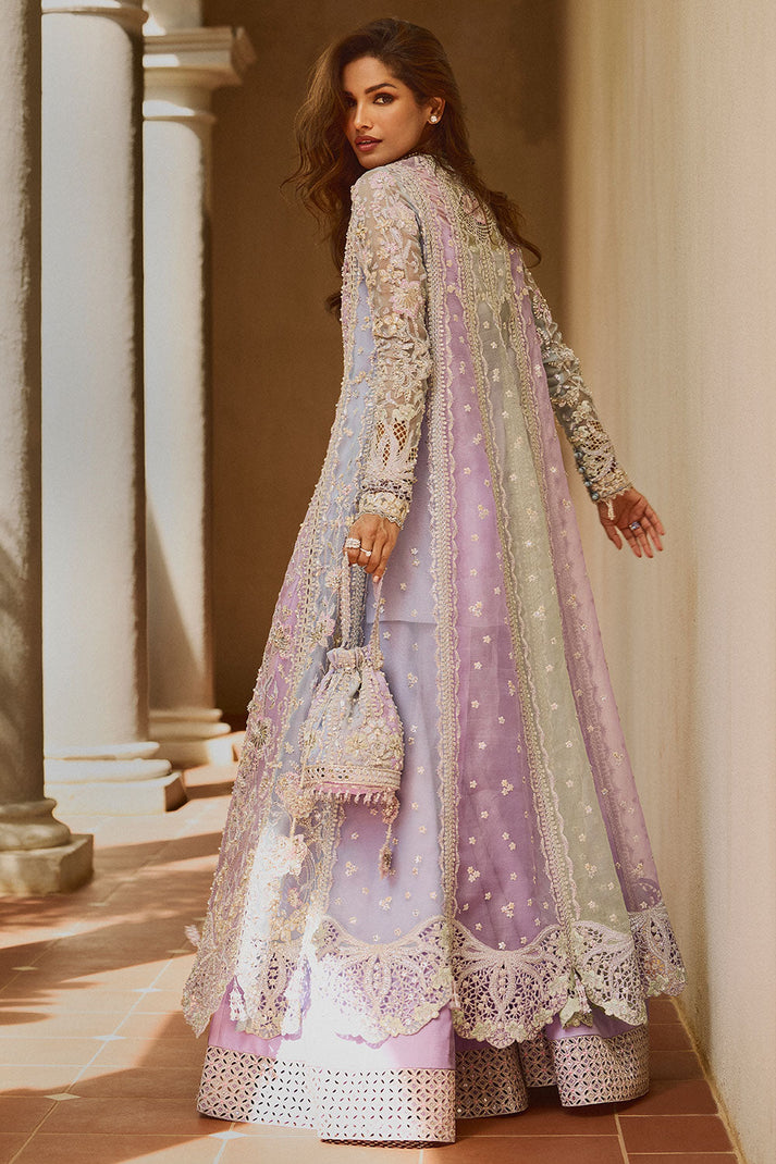 Pastel embroidered Pakistani wedding gown