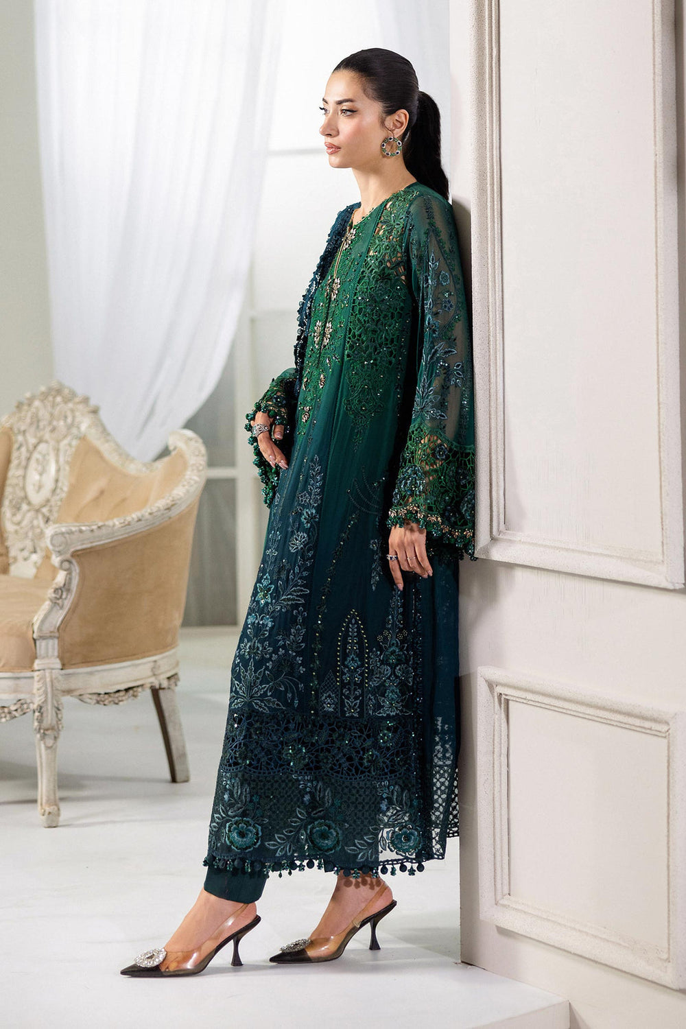 Maria.B Chiffons MPC-25-106 (Emerald Green To Teal)