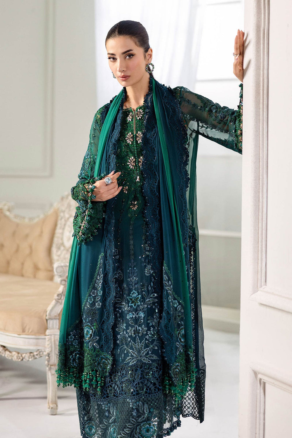 Maria.B Chiffons MPC-25-106 (Emerald Green To Teal)