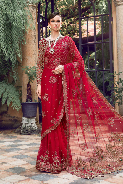 Adaliz red embroidered Pakistani outfit