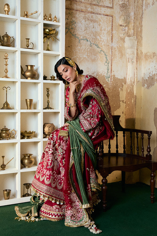 Cherry red Afsane handworked formal outfit