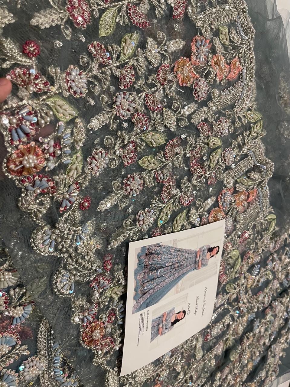 Floral hand embellished formal ensemble