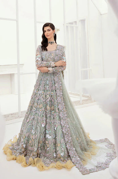 Ahmad Sultan Orchid pistachio green embroidered ensemble