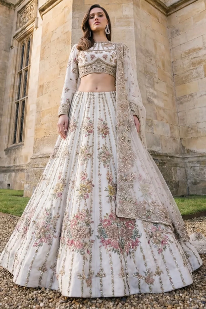 Ahmad Sultan Tiara 16-panel lehenga with floral embellishments