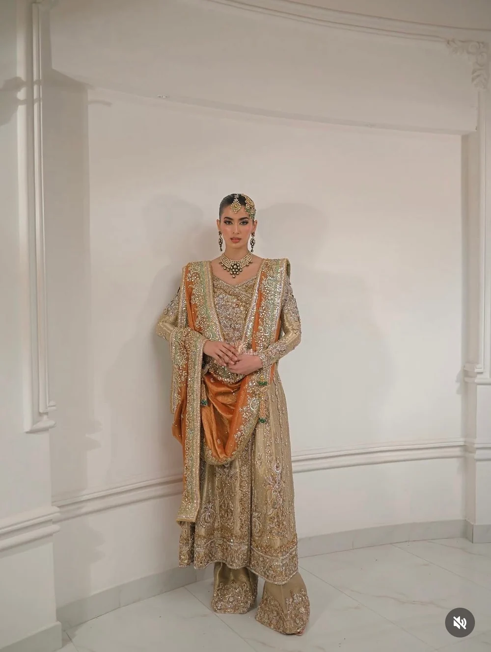 Luxury Pakistani formal dress with embroidered dupatta