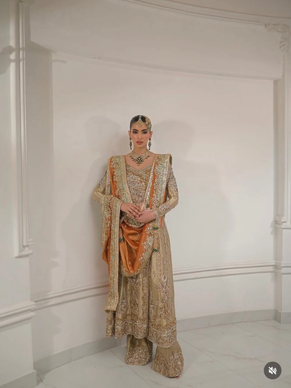 Luxury Pakistani formal dress with embroidered dupatta