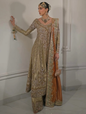 Aleena Khan Saiyaara champagne gold formal dress