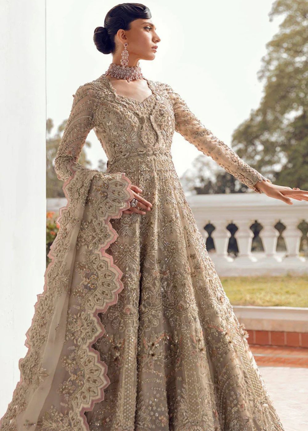 Alena champagne gold dress with intricate handwork