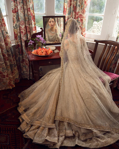 Anamta dabka zardozi and sitara embroidered bridal dress