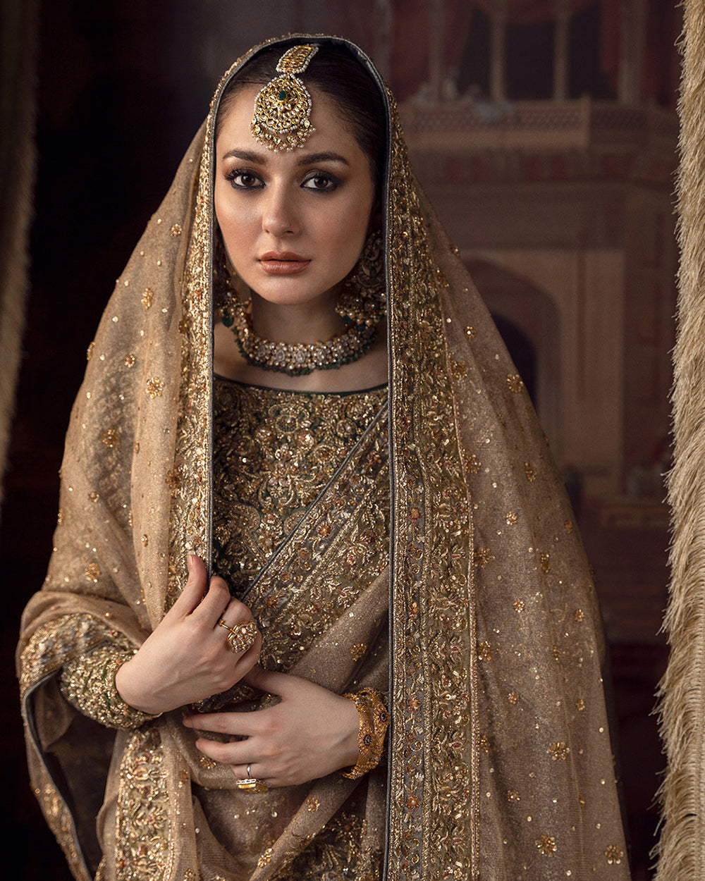 Faiza Saqlain inspired antique bridal ensemble