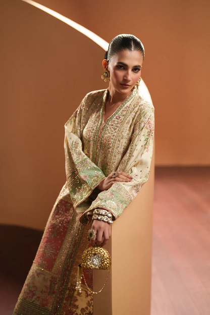 Ethnc embroidered kameez trouser and dupatta set