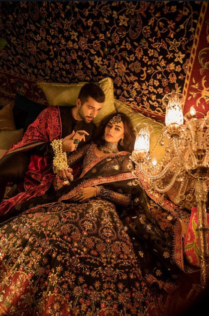 Nomi Ansari inspired mehroon wedding outfit