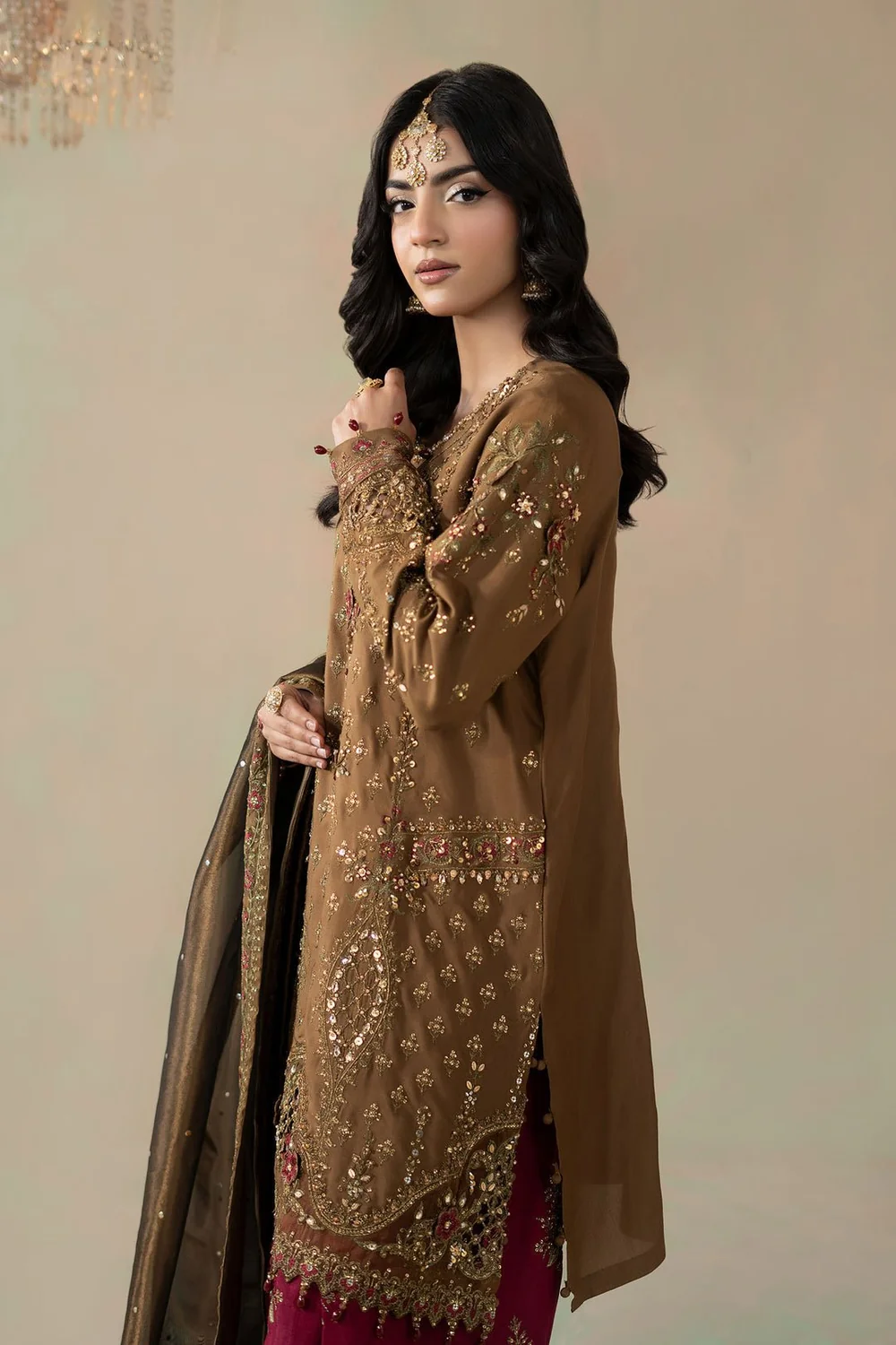Maria.B inspired bronze and maroon outfit