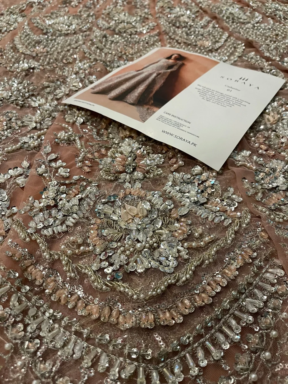 Champagne hand embellished formal ensemble