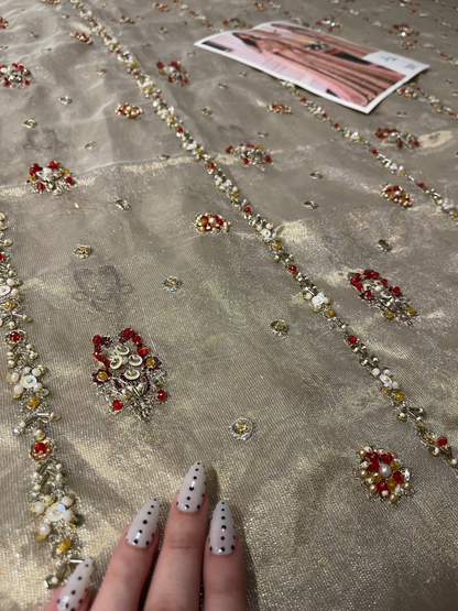 Luxury formal dress with zardozi, dabka and blush pink dupatta