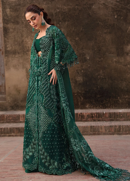 Deep emerald ensemble with floral adda work