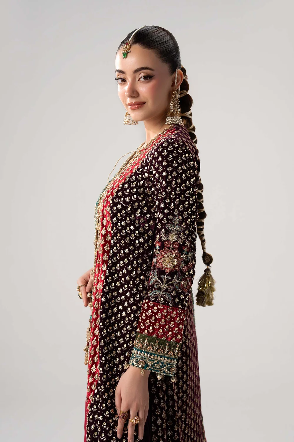 Maria.B inspired tussle silk embroidered shirt
