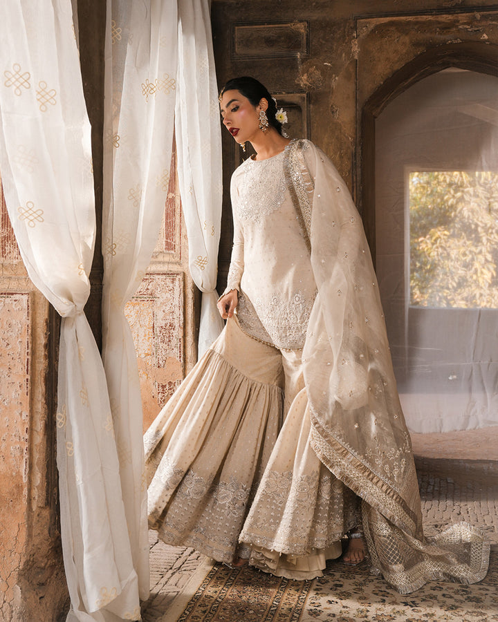 Devina ivory formal ensemble with hand embroidery