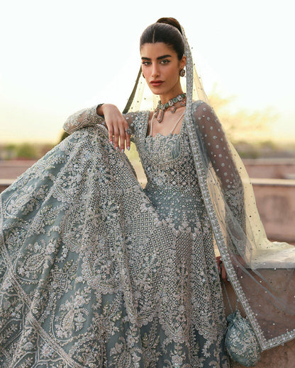 Dorien silver embroidered bridal bodice