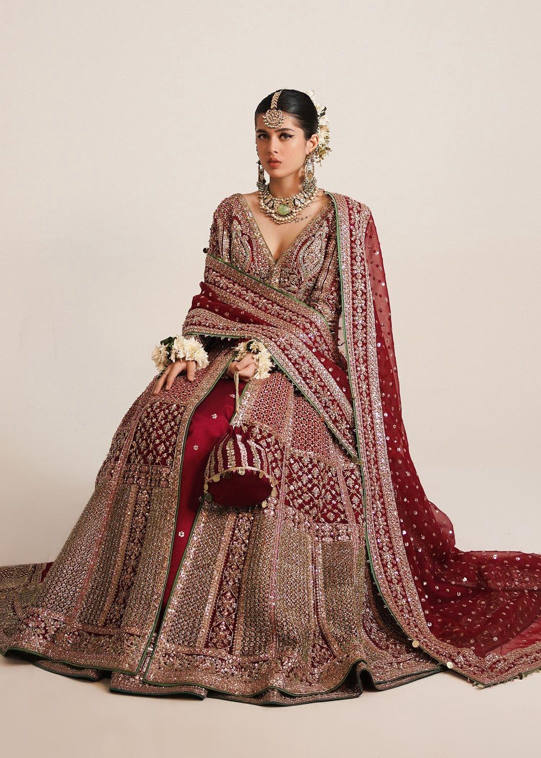 Hussain Rehar inspired emerald green formal dress