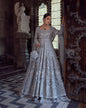 Faiza Saqlain Ayana silver grey bridal pishwas