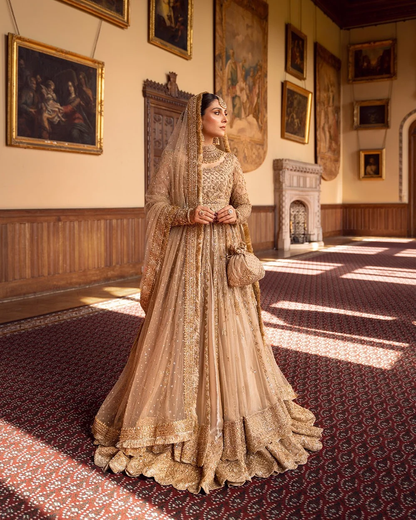 Zariana inspired Pakistani bridal dress with embellished dupatta