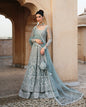 Faiza Saqlain Dorien icy blue grey bridal lehenga