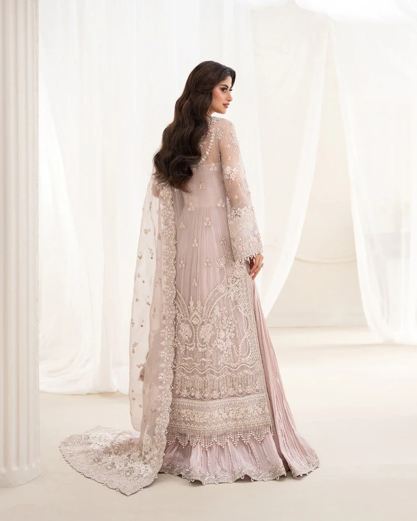 Dusty lilac Pakistani dress with Dabka and sequin embroidery