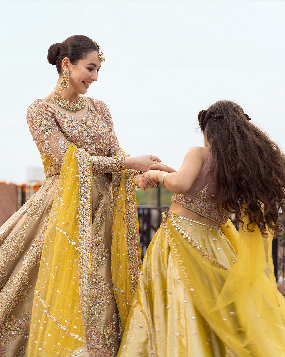 Mahveen inspired Pakistani bridal lehenga with yellow dupatta