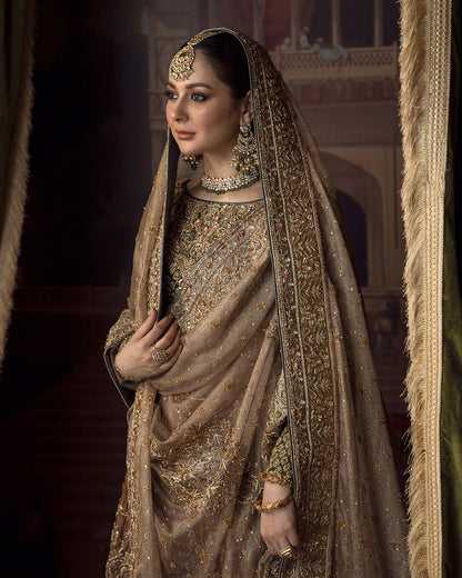 Muntaha inspired Pakistani bridal dress with embellished dupatta