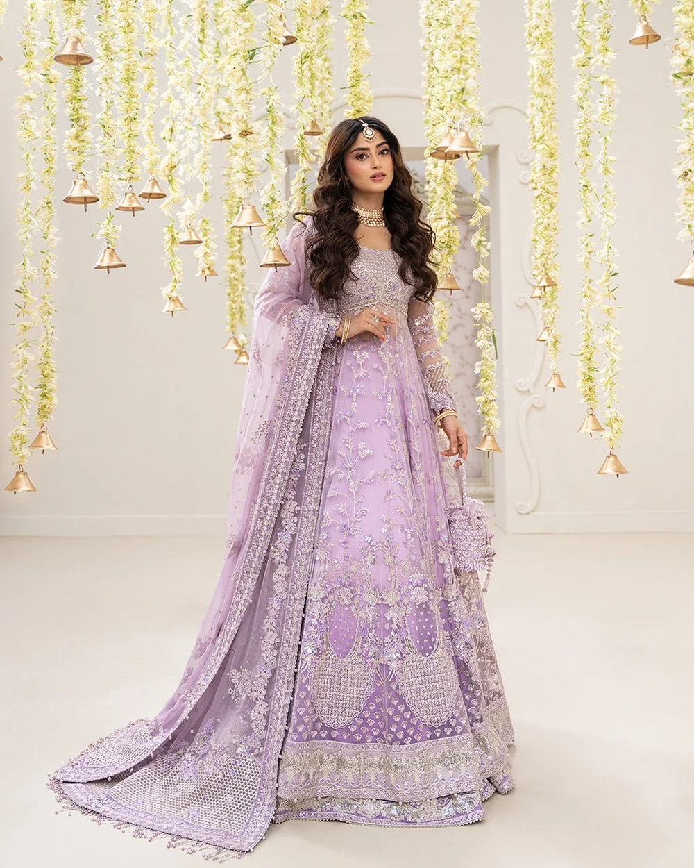 Faiza Saqlain Pinar soft lilac formal outfit