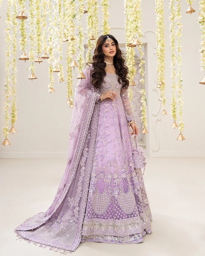 Faiza Saqlain Pinar soft lilac formal outfit