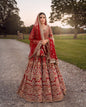 Faiza Saqlain Raeni red bridal lehenga