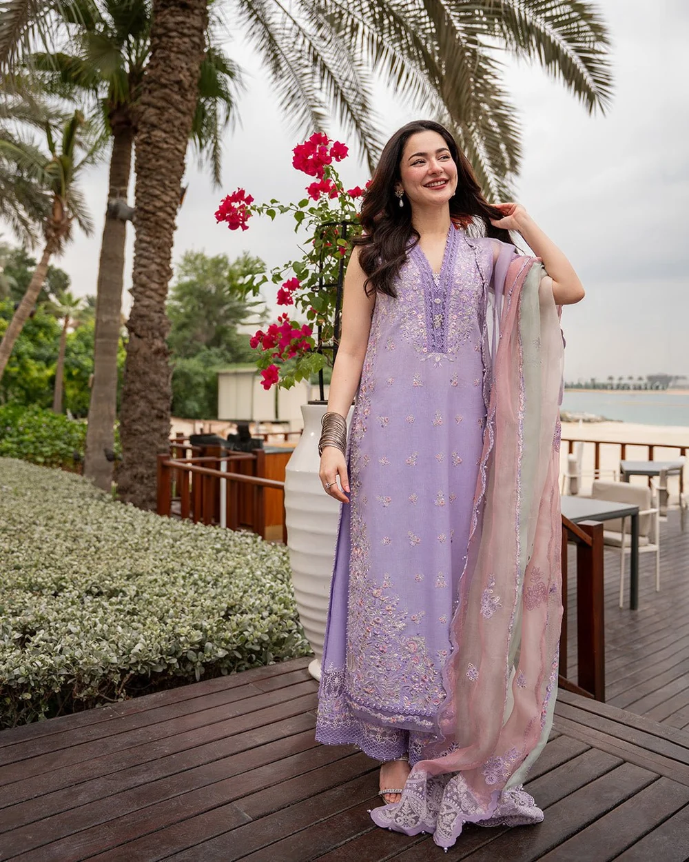 Faiza Saqlain Suela soft lilac Pakistani outfit