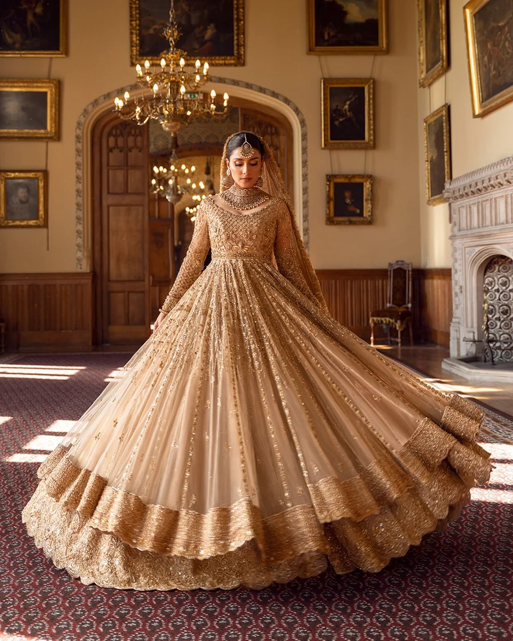 Faiza Saqlain inspired gold bridal outfit