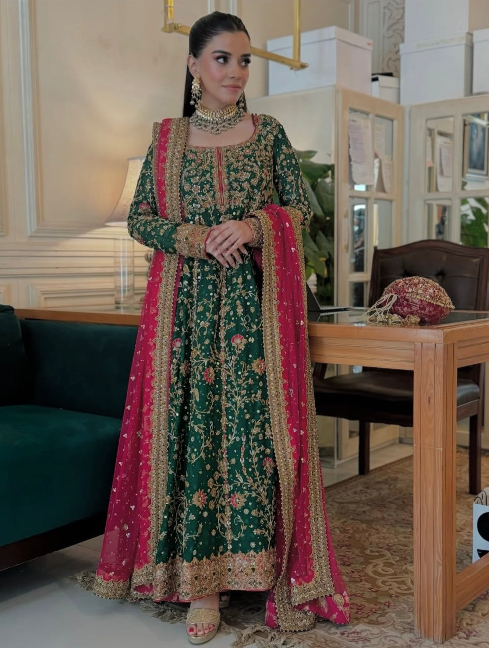 Haris Shakeel Aimen featuring intricate adda work and hand embellishments