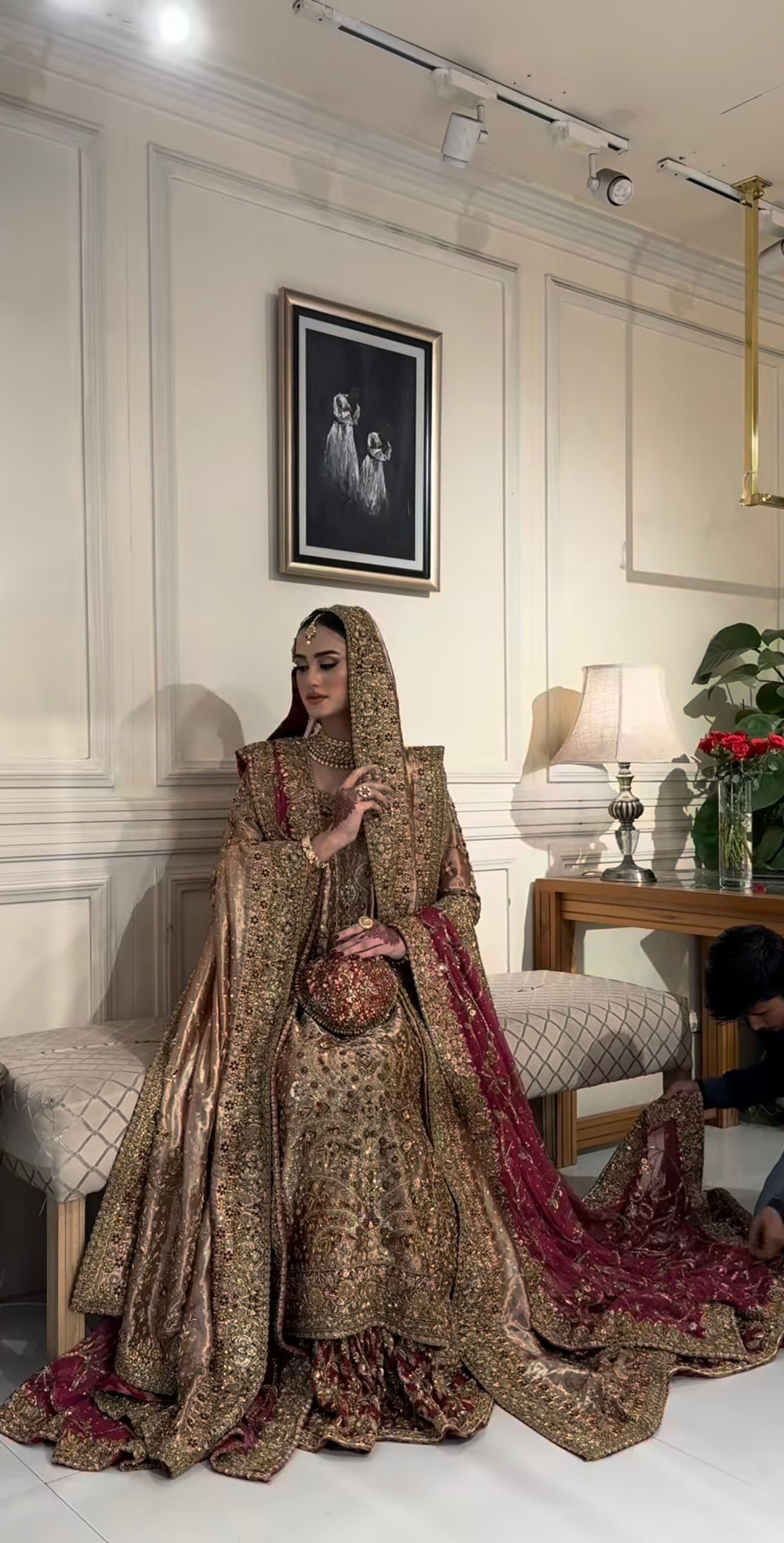 Haris Shakeel Areeba with intricate adda work and hand embellishments