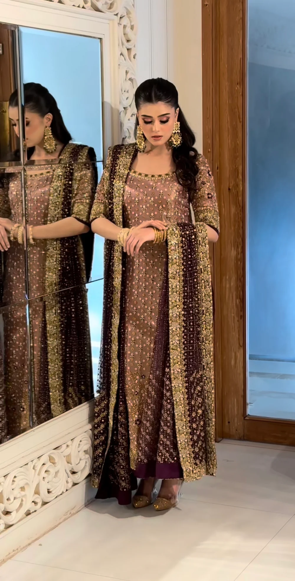 Haris Shakeel Fareeha with intricate adda work and hand embellishments