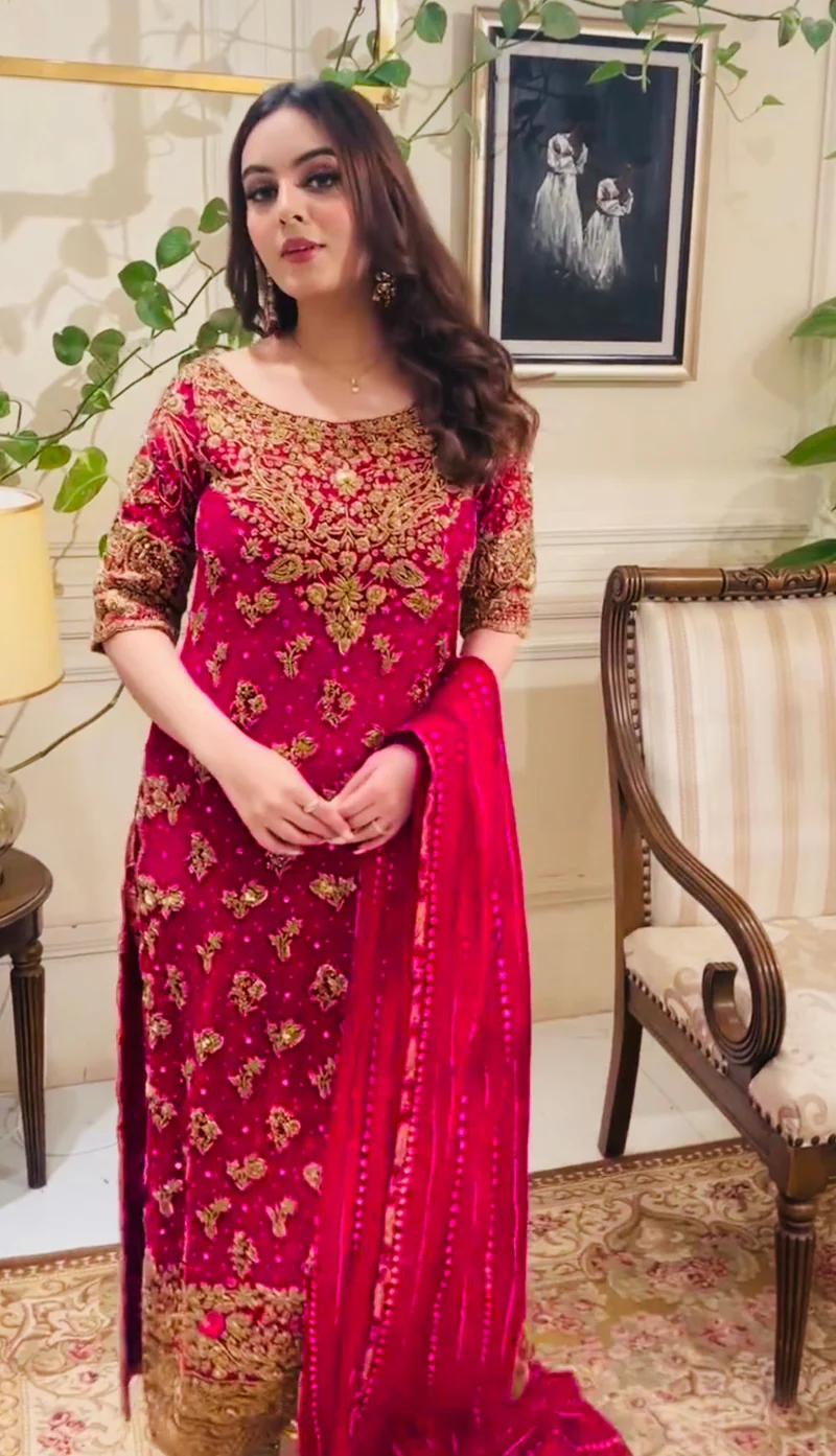 Luxury Haris Shakeel HS04 bridal outfit with zardozi and dabka work