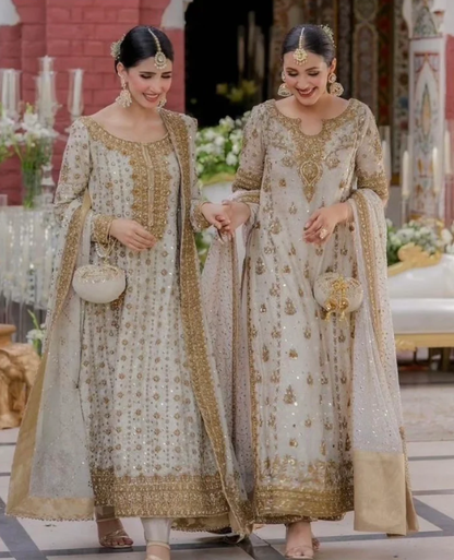 Pakistani bridal outfit inspired by Haris Shakeel Ivory White