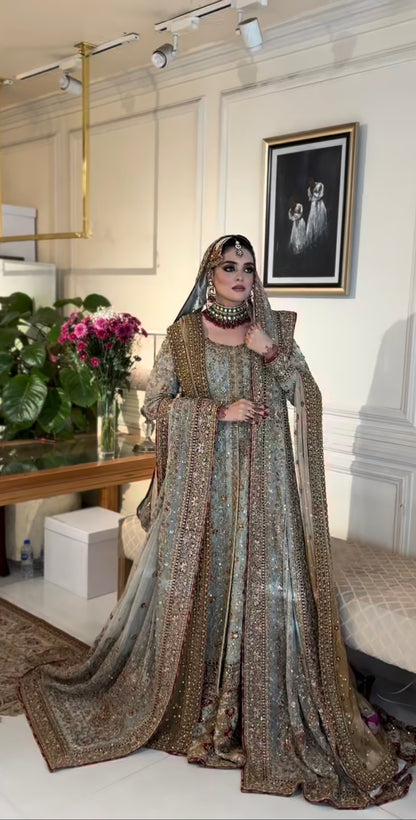 Haris Shakeel Maharani featuring intricate adda work and hand embellishments
