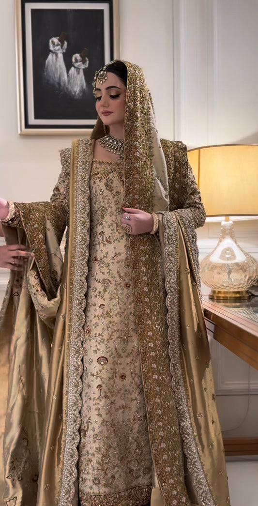 Haris Shakeel Maharani ivory gold luxury bridal dress