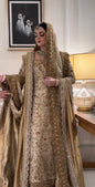 Haris Shakeel Maharani ivory gold luxury bridal dress