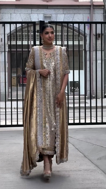 Haris Shakeel Neha featuring intricate adda work and hand embellishments