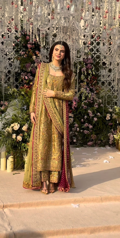 Haris Shakeel Pistachio with intricate adda work and hand embellishments