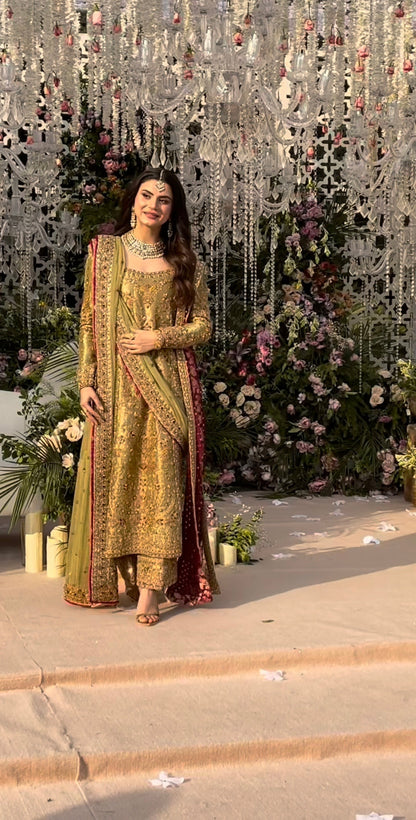 Pakistani designer outfit inspired by Haris Shakeel Pistachio