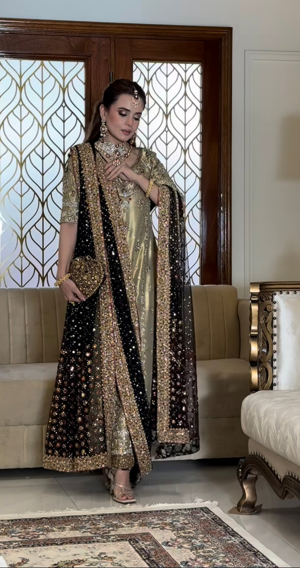 Haris Shakeel Sumbul Iqbal featuring intricate adda work and hand embellishments