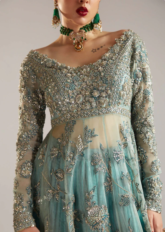 Close-up of silver and gold embellishments on the Astra bodice