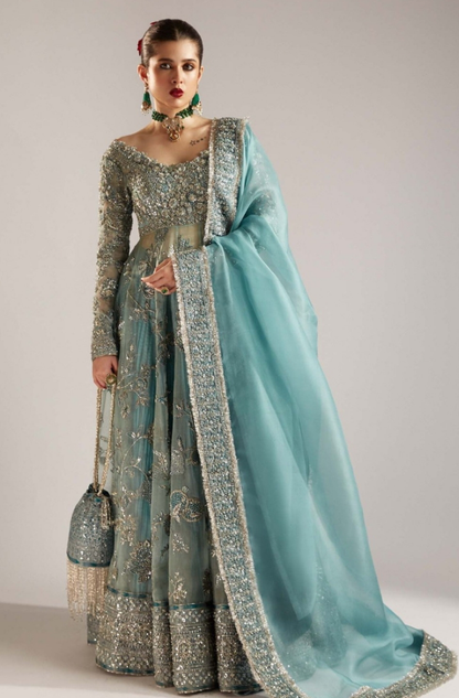 Hussain Rehar Astra ice-blue organza peshwas with embellished bodice