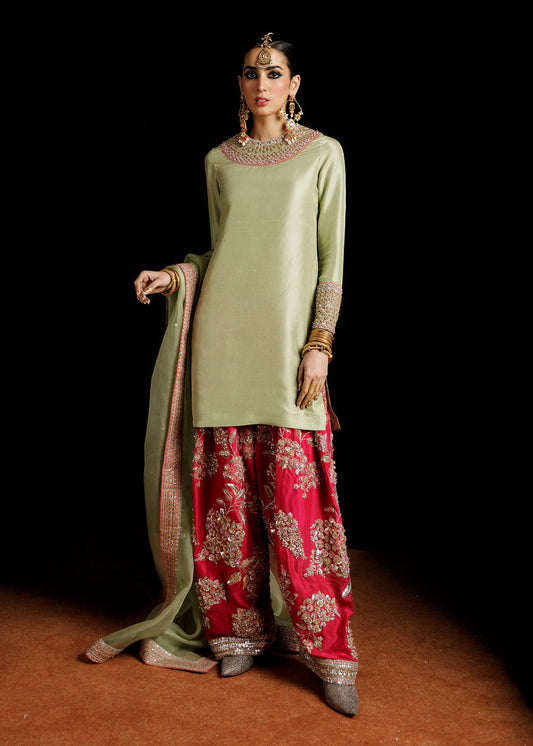 Hussain Rehar Doron sage green formal dress
